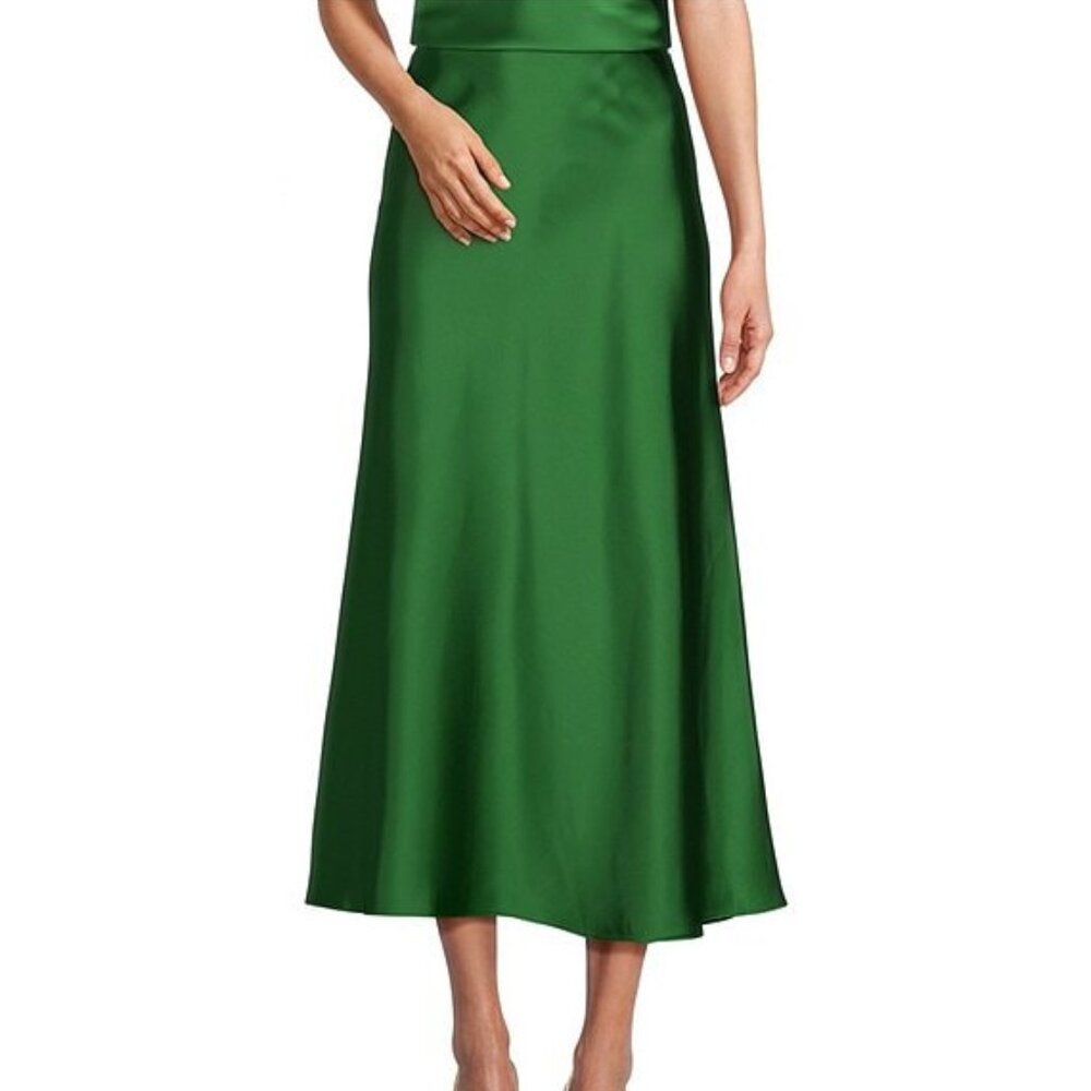 Antonio Melani Blakely Coordinating A-Line Satin Skirt -Maple